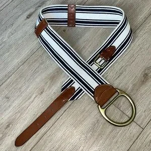 Ralph Lauren Equestrian Vachetta D Ring Striped Belt Ralph Lauren Equestrian Vachetta D Ring Striped Waist Belt  main image 3